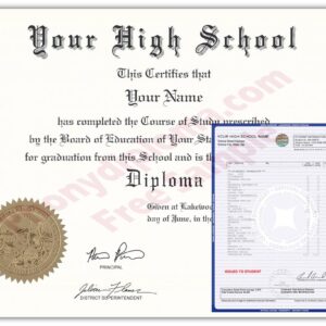 Fake High School Regional Design Diploma & Transcript - Pacific