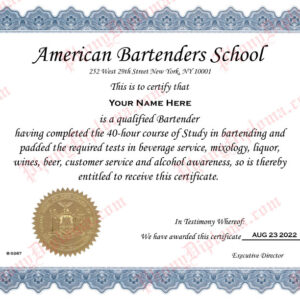 Bartender Training Certificate American Bartender School