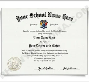 Fake USA College or University Diploma - Arched Name / Left Emblem