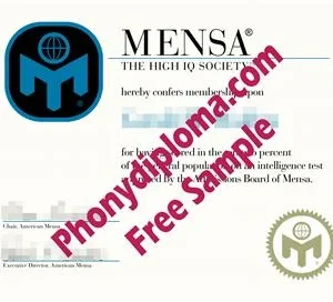 MENSA Fake Diploma from Phonydiploma