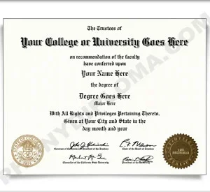 Fake USA College or University Diploma - Straight Name / Two Emblems