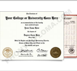 Fake USA College or University Diploma and Transcripts - Straight Name / Top Emblem