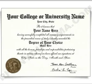 Fake USA College or University Diploma - Straight Name / Left Emblem