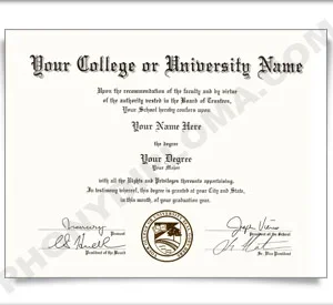 Fake USA College or University Diploma - Straight Name / Bottom Emblem