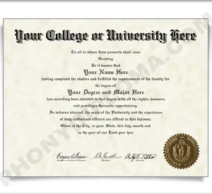 Fake USA College or University Diploma - Straight Name / Right Emblem